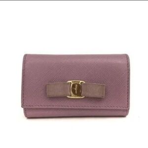 Salvatore Ferragamo Lilac 6/ Plus Key Ring Key Holder with Gold Accent